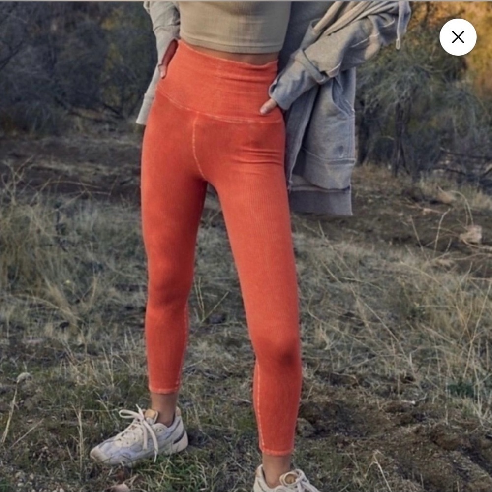 Free People Movement High-Rise 7/8 Happiness Runs Orange Leggings Size XS / S